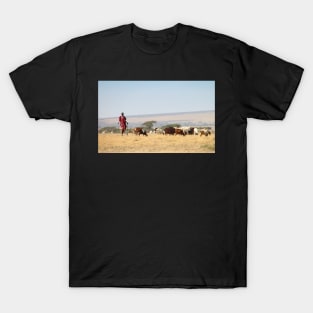 Maasai (or Masai) Herder with Cattle, Tanzania T-Shirt